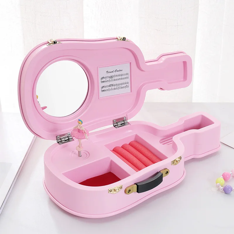 Guitar Violin Music Box Children's Jewelry Creative Spin Dancing Girl Decoration Birthday Gift Decor | Дом и сад