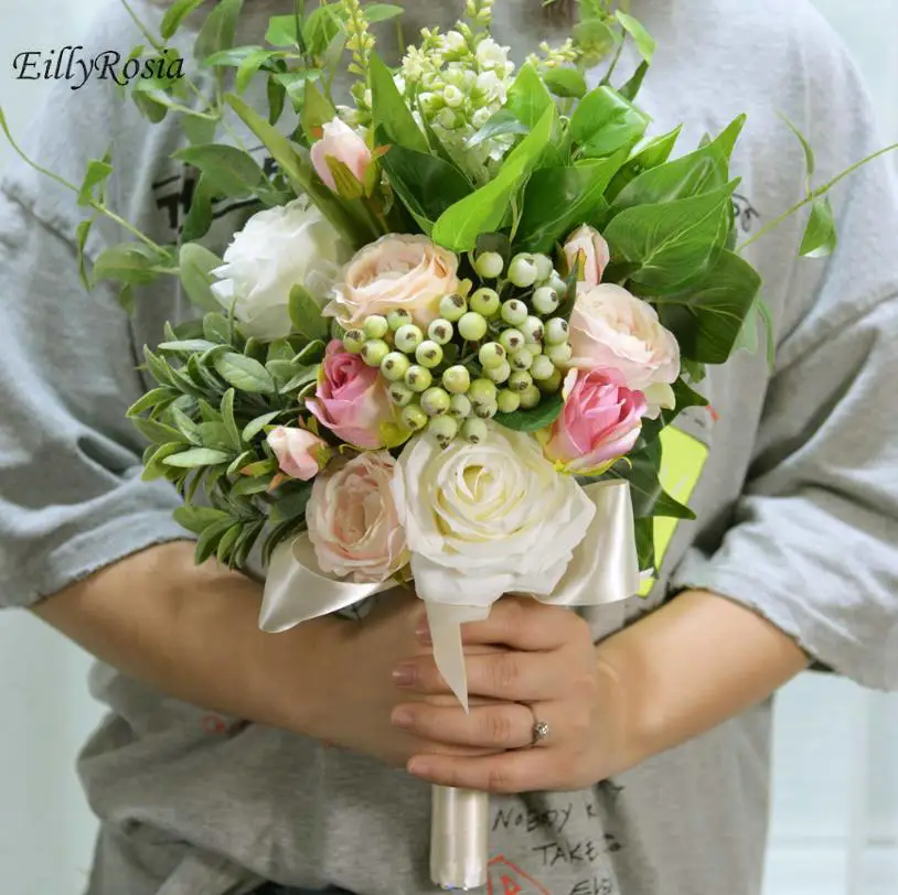 Романтический кантри Свадебный букет де Флер Искусственный Свадебный букет цветок для подружки невесты красивая Роза ручной работы Wesele