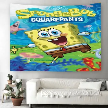 

Cartoon SpongeBob Tapestry Home Dorm Decor Hanging 3D Print Wall Tapestry For Bedroom Wall Carpets For Wall Decor Tapestry