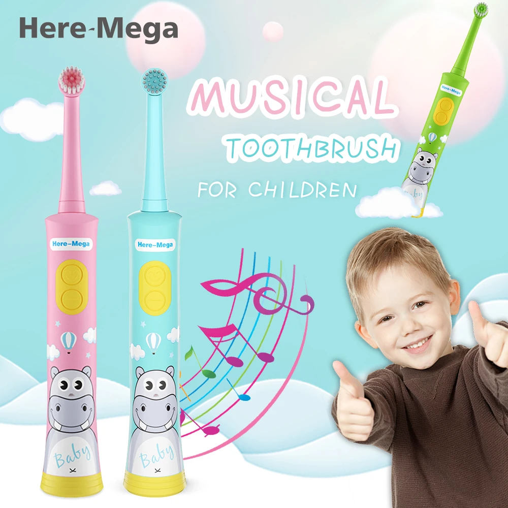 Ceny HERE MEGA elektryczna szczoteczka do zębów dla dzieci dzieci automatyczna szczoteczka do zębów szczoteczka dla dzieci dziecko Musical Rotation Type waterproof