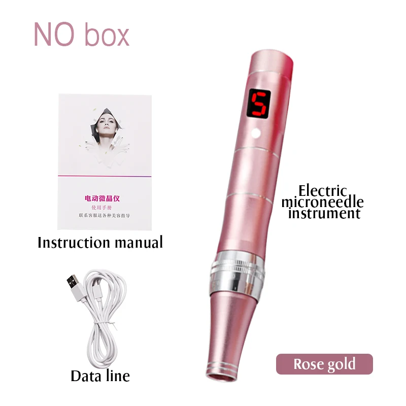 Rose gold no box Электрический Dr.Pen нано-Электрический кристаллит Перманентный микроблейдинг тату макияж машина брови подводка для глаз губ микро-ручка - Цвет: Rose gold no box