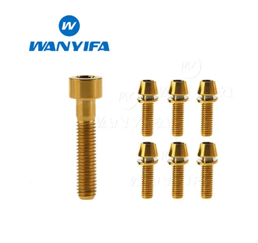 Титановый "Wanyifa"/Ti болты для штока и гарнитуры-7 шт.(6 шт. М5x16 мм и 1 шт. М6x35 мм) Золотой Радужный черный синий - Цвет: M5X20 gold