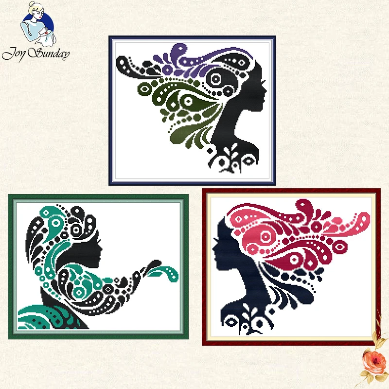 Joy Sunday Embroidered figure of fairy tale Artistic cross stitch DIY kit White and the seven dwarfs Peter Pan an thumb girl | Дом и сад