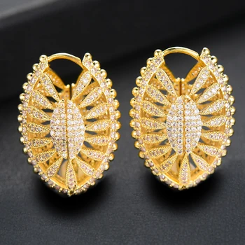 

GODKI Jimbora Luxury Hollow Fat/Wide Chic Hoop Earrings For Women Earrings Jewelry Charms Elegant Full Mirco Cubic Zircon Dubai