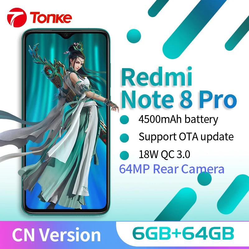Xiaomi Redmi Note 8 Pro, 6 ГБ, 64 ГБ, 64 мп, четырехъядерный смартфон с задней камерой MTK Helio G90T, четыре ядра, аккумулятор 4500 мАч, NFC, 6,53 дюйма, версия CN