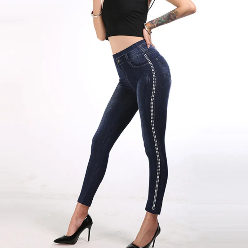 LANMREM новые поддельные деним промывают эластичный размер S-3xl плюс женские джинсы наряды Брюки WJ08005