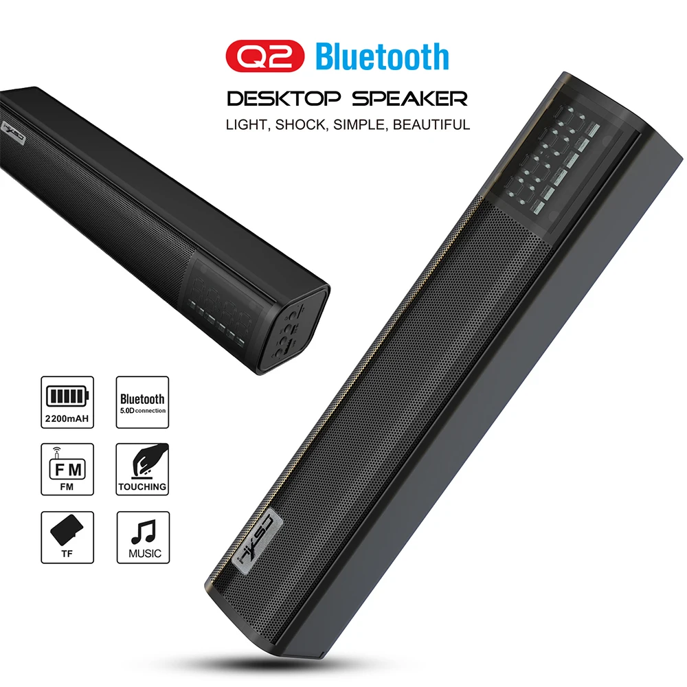 Bluetooth 5,0 Bluetooth динамик 10 Вт Мощность Встроенный 2200 мАч лента для аккумулятора мультимедиа аудио с электронным экраном дисплей Q2