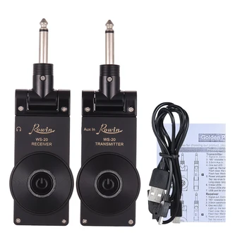 

Rowin WS-20 2.4G Wireless Electric Guitar Transmitter Receiver Set 30 Meters Transmission Range with USB Charging Cable 4 colors