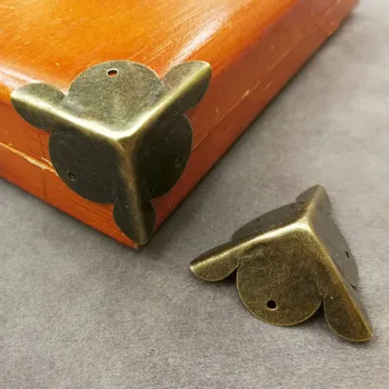 

4pcs Copper Plated Antique Wood Box Feet Leg Corner Protector Cover Edge Guarding Chinese Furniture Bottom Foot Hardware