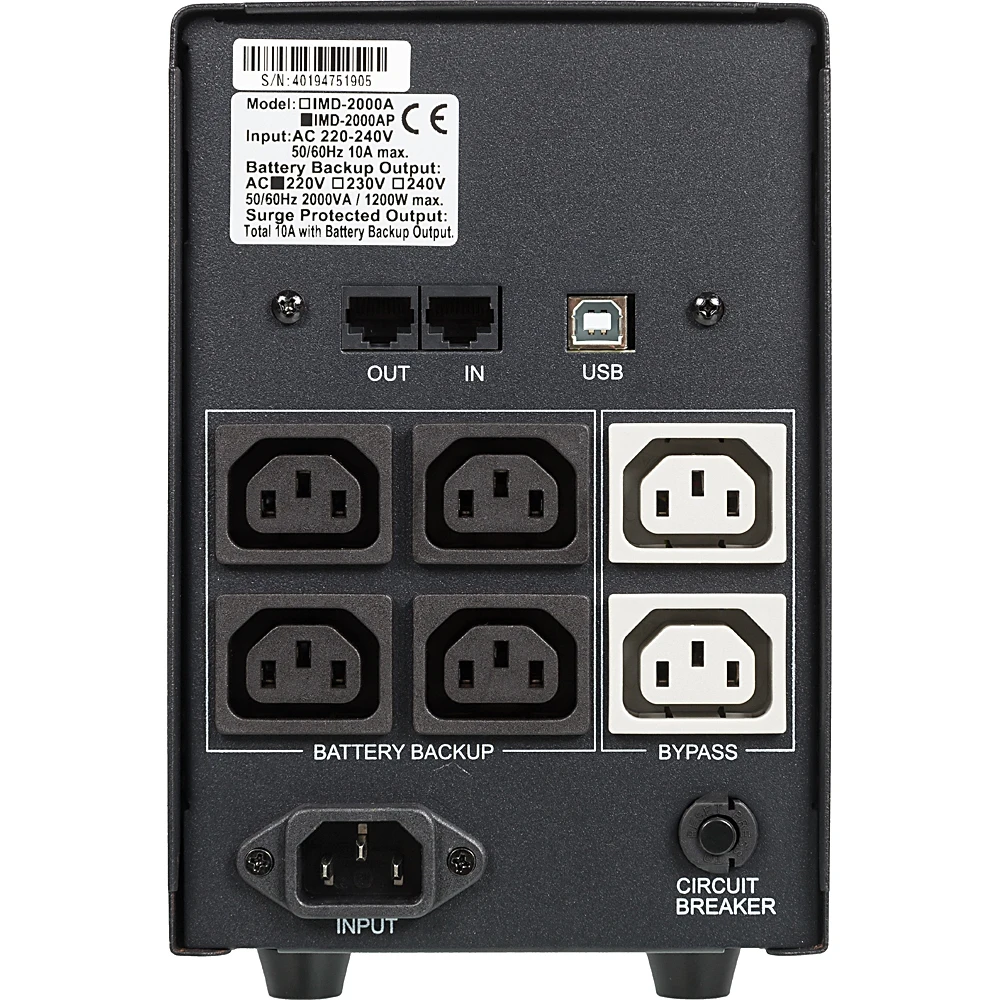 Источник бесперебойного питания Powercom Imperial IMD-2000AP 1200Вт 2000ВА черный