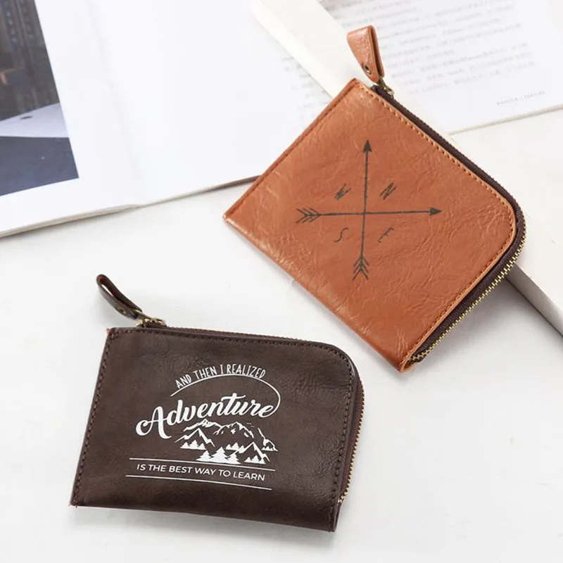 High Quality PU Zipper Simple Style Coin Purse Boys Mini Change Plush Purse Mini Mens Wallet Small Pouch Handbag Headset Bag