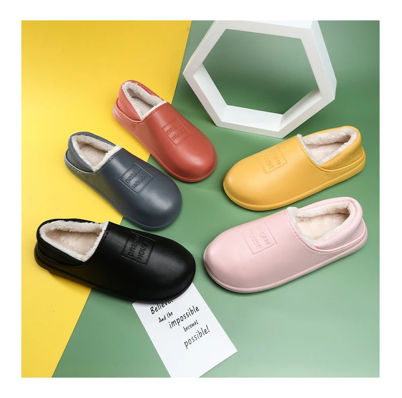 Men's Home Clogs 2021 New Winter Comfortable Slippers Plush Lining Shoes Soft Woman House Warm Clogs High Quality waterproof