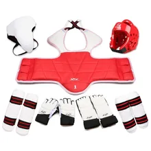 Crianças adultos karate peito perna protetor conjunto wtf palma luvas taekwondo capacete crianças mma jockstrap corpo guarda sparring equipamentos(China)