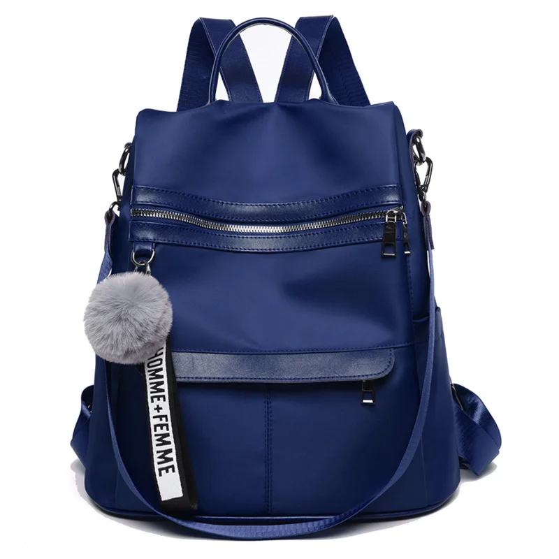 2021 New Backpacks for women Waterproof Anti-theft Oxford Cloth School Bags Simple College Wind Bags Hair Ball Pendant GE11 