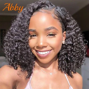 

Curly Lace Front Human Hair Bob Wigs Brazilian Kinky Curly Bob Wig For Black Women 180% Density Full Hair Wigs Lace Front Bob