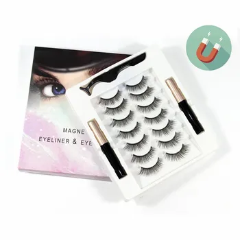 

7 Pairs Reusable 5D Magnetic Lashes and Eyeliner Kit Eyeliner Magnetic Lashes Kit Comes With 2 Tubes of Magnetic Eyeliner