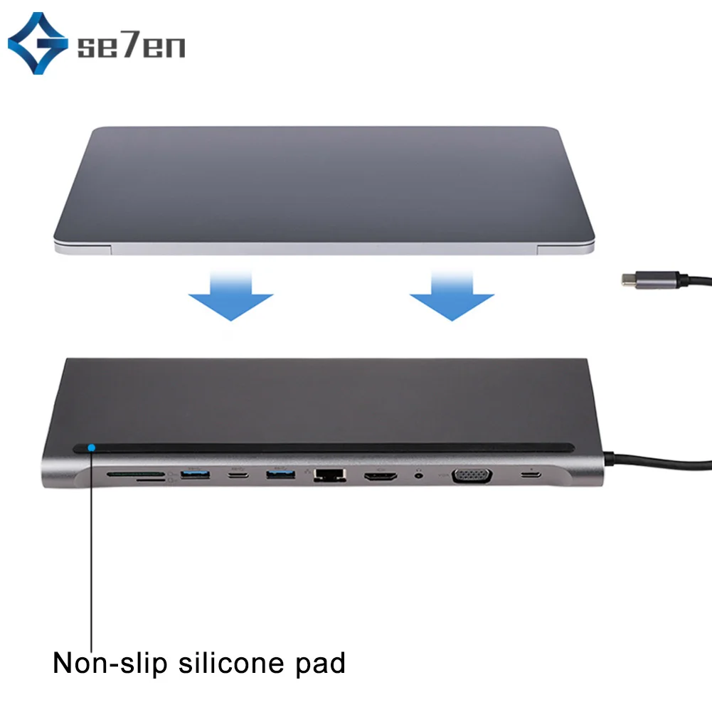 USB-C концентратор type C концентратор USB 3,0 Thunderbolt HDMI VGA 3,5 мм аудио RJ45 адаптер для MacBook Pro samsung Galaxy S9 USB C концентратор
