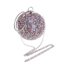 Модные Circlular вечерняя сумочка мяч Форма кошелек алмаз-Шипованный Кристалл Rhinestone Шипованная Сумка для вечерние банкет Модные Circlular вечерняя сумочка мяч Форма кошелек алмаз-Шипованный Кристалл Rhinestone Шипованная Сумка для вечерние банкет