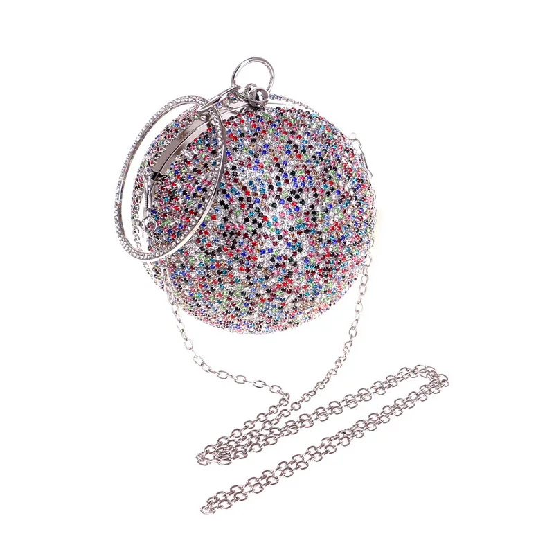 

Fashion Circlular Evening Handbag Ball Shape Clutch Purse Diamond-studded Crystal Rhinestone Studded Handbag for Party Banquet