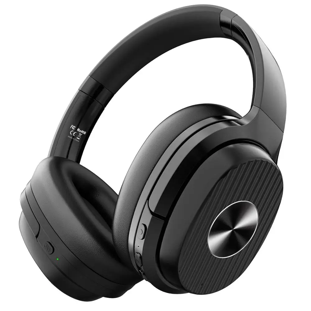 EKSA E5, активные наушники с шумоподавлением, Bluetooth, Накладные наушники, беспроводная Bluetooth 5,0, гарнитура с микрофоном, Тип C, быстрая зарядка, AAC - Цвет: Black