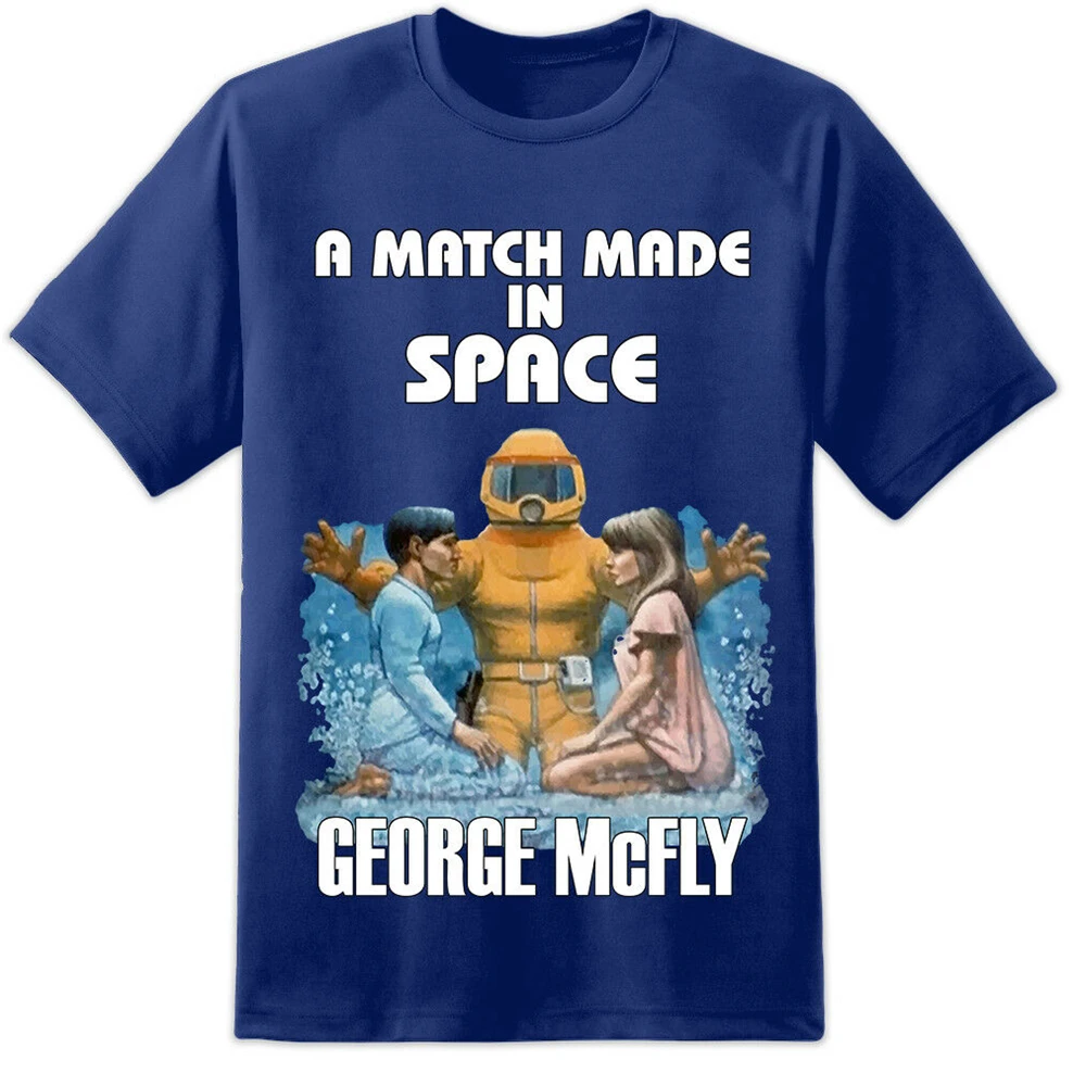 

Men Back To The Future George Mcfly Book Cover T-Shirt Flux Capacitor Street Tee Shirt