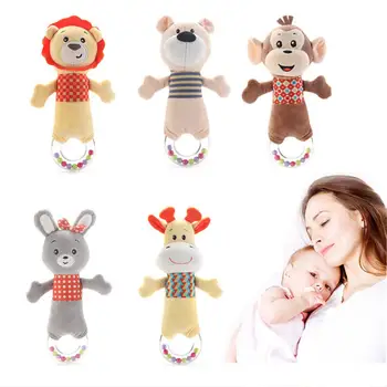 

None Baby Cartoon Rattle Hand Catching Toy Built-in BB Shake with Ring Bell Plush Toy