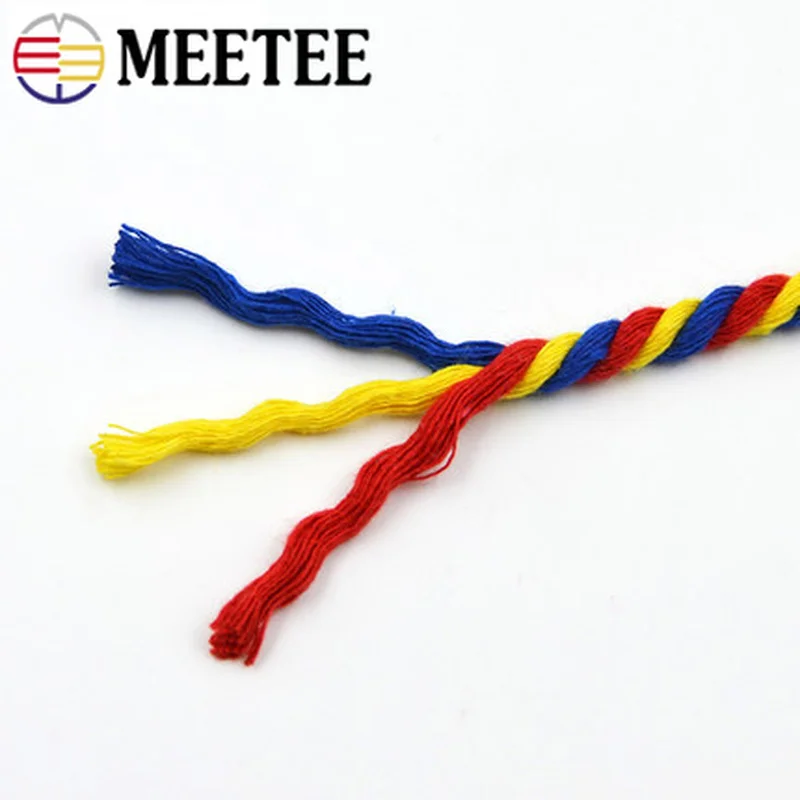 Meetee 10 м витая веревка, хлопковый шнур, сделай сам, ручная работа, для штанов, шлейка, для сумок, веревки, для украшения, шнур для шнурка, BD218