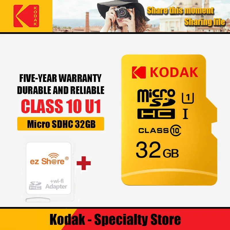 Ez share беспроводной wifi адаптер+ Kodak U3 A1 V30 32 Гб 64 Гб 128 Гб microsd wifi беспроводной tf флэш-карты памяти