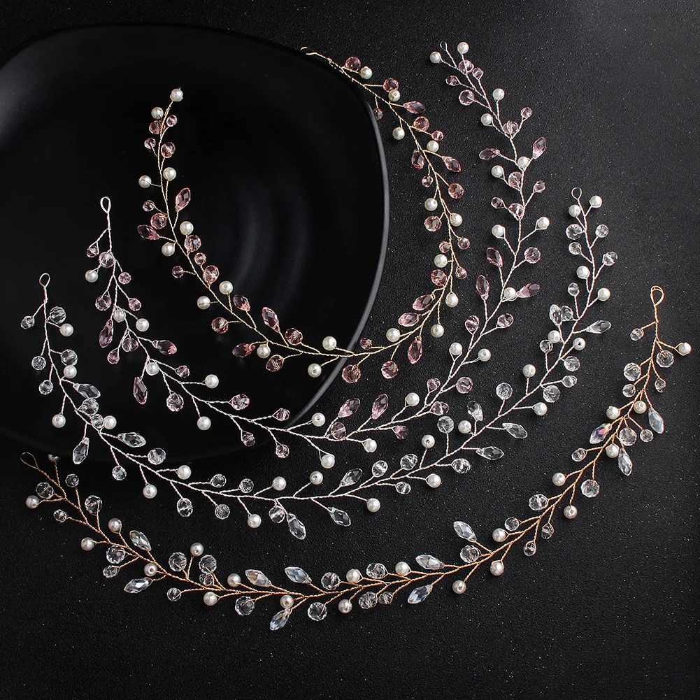

New Style Europe And America Bride Accessories Wedding Hair Band AliExpress Hot Selling Elegant Crystal Handmade Pearl Headdress