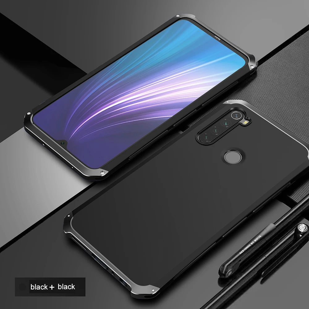 Металлический чехол для XiaoMi RedMi Note 8 жесткая сверхпрочная алюминиевая рамка для XiaoMi RedMi Note 8 Note8 XioMi защитная задняя крышка - Цвет: Black