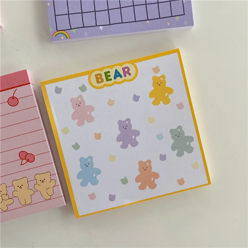 50 Sheets Korea Paper Joy Bear Planner Sticky Notes Kawaii Stationery Cute Memo Pad Notepad Office Leave Message Office Supplies
