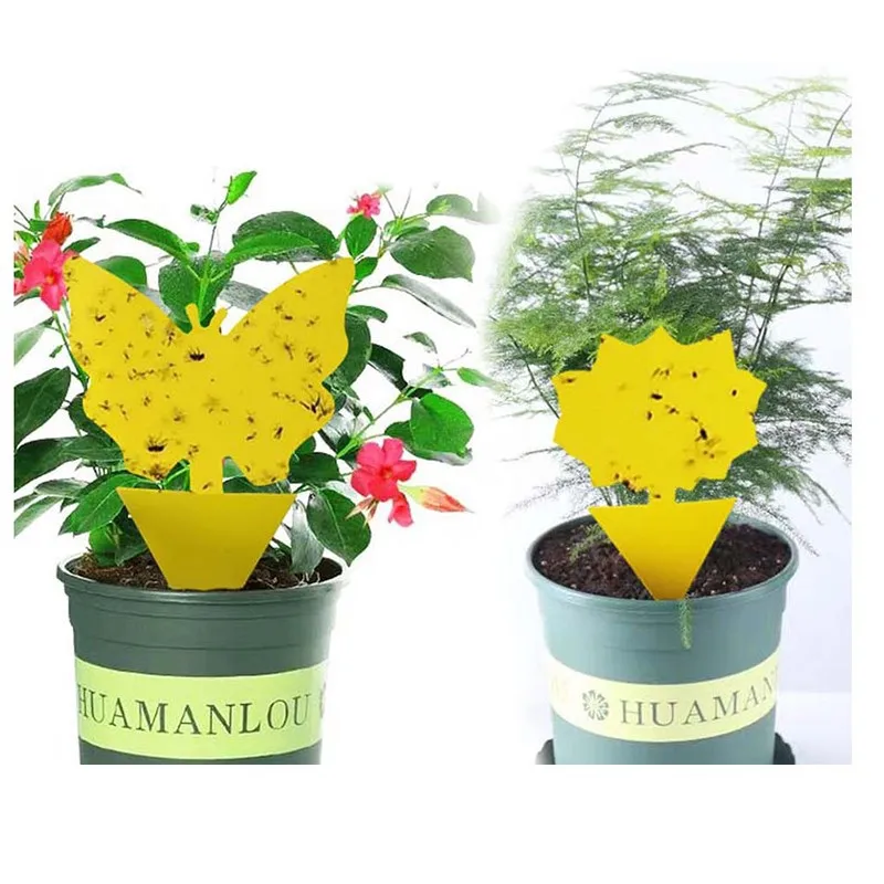 20Pcs Sticky Traps Yellow Butterfly Shaped Strong Glue Insect Pest Control Waterproof Garden Fruit Fly Home | Дом и сад