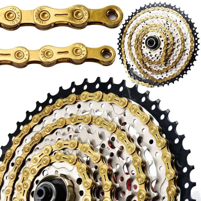 YBN 10 11 S скоростей 116L велосипедная цепь Gold Link X10 X11 SLR Ультралегкая TIG полый MTB дорожный велосипед цепи с 2 волшебными пряжками