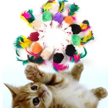 10 шт. мини-мышь игрушка для тренировки Питомца Кошка игрушка красочное перо плюшевая игрушечная мышь игрушки для кошки/собаки щенка забавные воспроизводимые игрушки