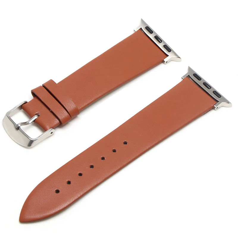 3 цвета Лидер продаж кожаный ремешок для наручных часов Apple Watch, версии 5/3/2/1 Спортивный Браслет, 42 мм, 38 мм, ремешок для наручных часов iwatch, 4 полосы - Цвет ремешка: Light brown-S