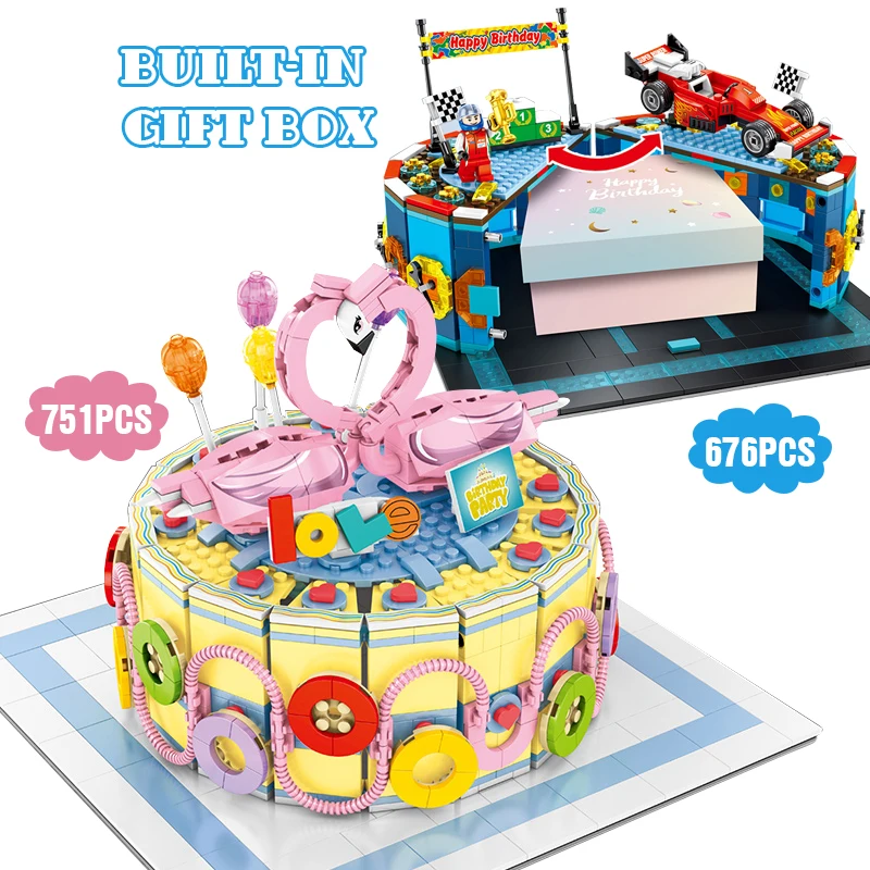 

2020 New Birthday Cake Toys Gift Racing Car for Legoing Girls Friends Idea Building Blocks Bricks Educational Toys for Girls