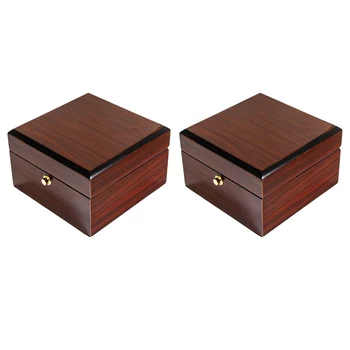 

2Square Red Wooden Wooden Watch Box Single Holder Storage Organizer Showcase