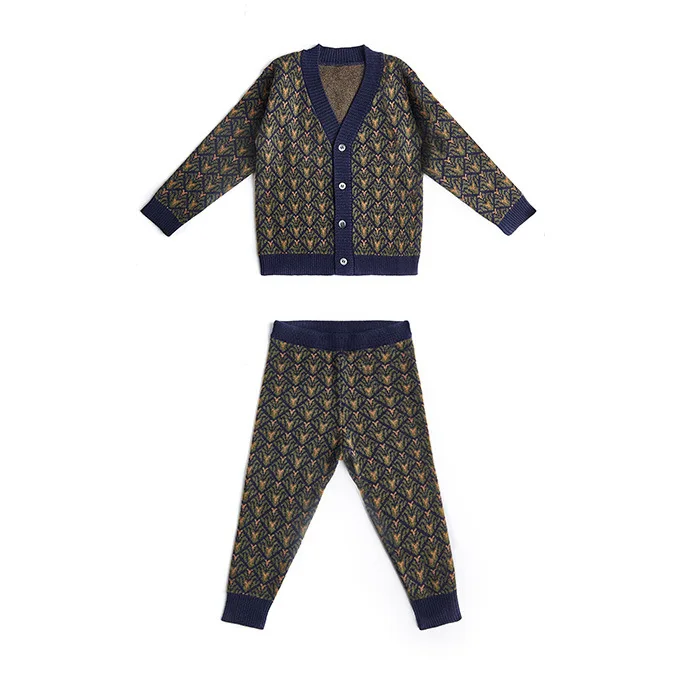 sets Комплекты из двух предметов детская хлопковая одежда Новинка года, Осенние футболки с длинными рукавами для маленьких девочек свитер+ штаны вязаные куртки для мальчиков, одежда - Цвет: sets