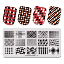BEAUTYBIGBANG ногтей осень и зима свитер шаблон прямоугольный, для нейл-арта штамп шаблон проверенный дизайн ногтей пластины изображения пластины