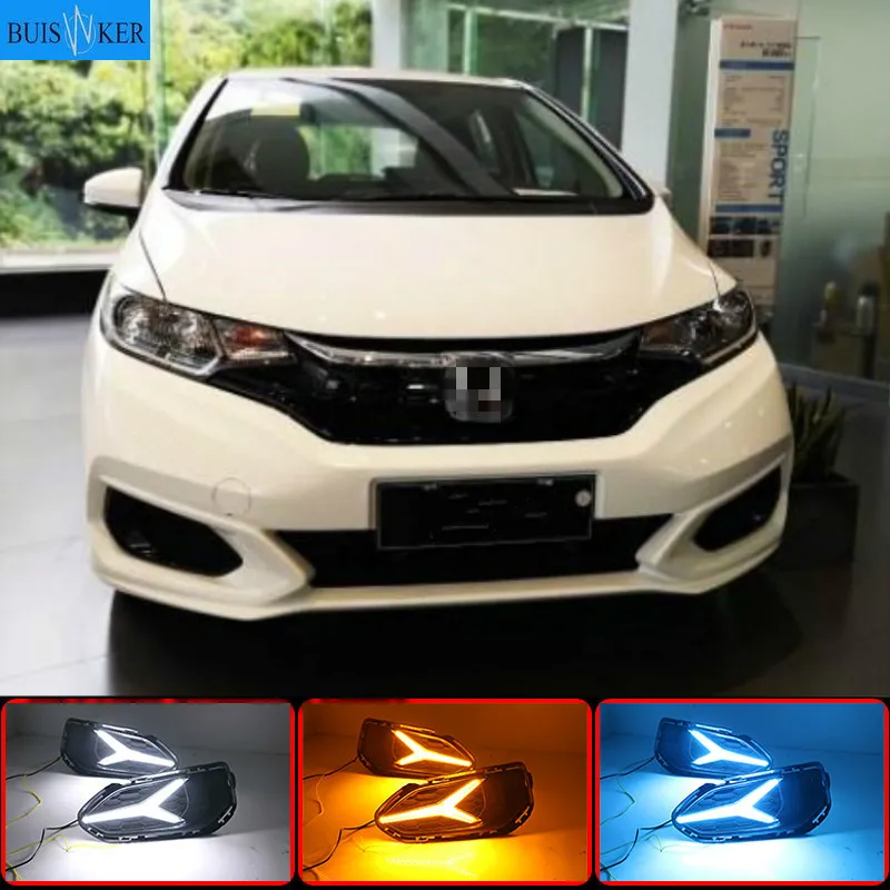 

For Honda Jazz fit 2018-2020 LED DRL fog lamp with turn signal function car styling LED Daytime Running Lights