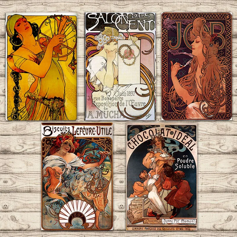 Chocolate Candy AD Alphonse Maria Mucha Girl Goddness Vintage Kraft Posters Canvas Paintings Wall Stickers Bar Home Decor Gift