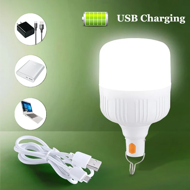 Outdoor USB Rechargeable Mobile LED Lamp Bulbs Emergency Light Portable  Hook Up Camping Lights Home Decor