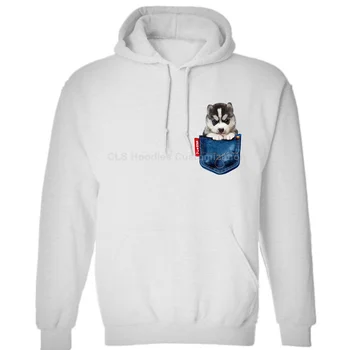 

Husky pocket puppy pocket tee huskies siberian Mens Neutral (Womens) Winter Hoodies Sweatshirts Free Shipping