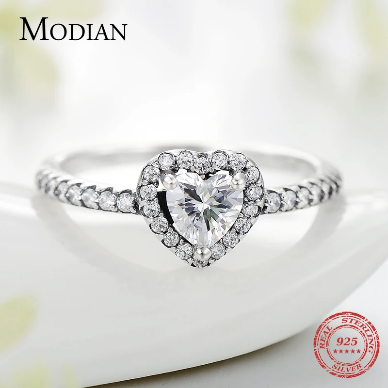925 Sterling Silver Vintage Hearts AAA Clear CZ Finger Rings for Women Luxury Wedding Jewelry