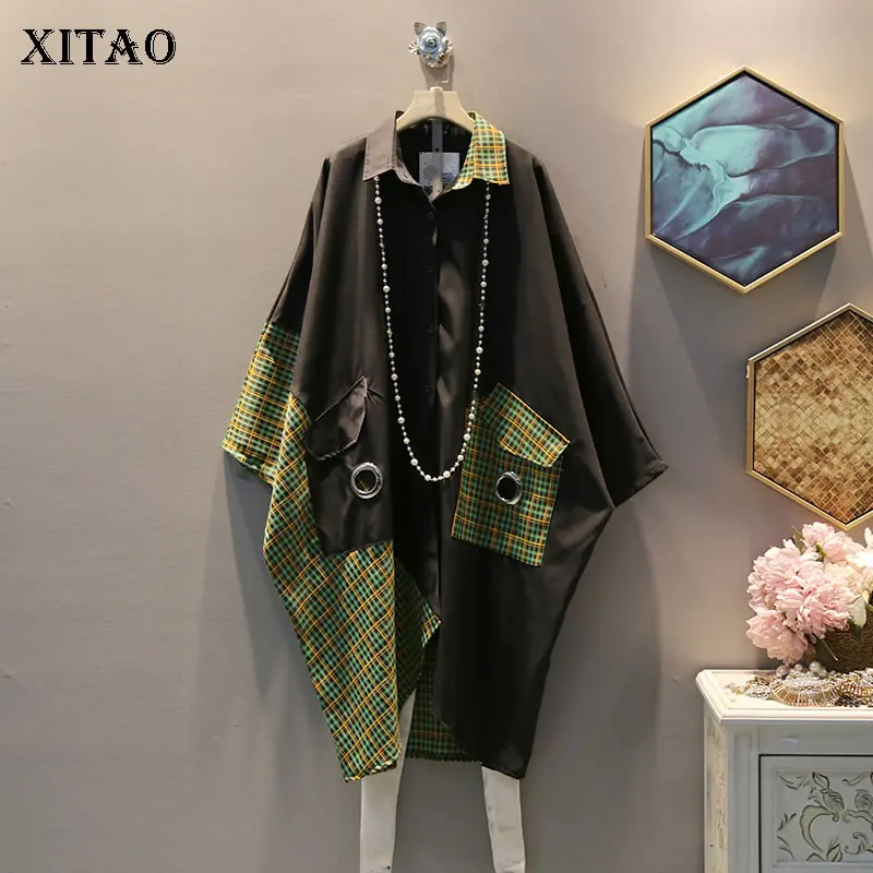 XITAO клетчатое женское Свободное платье в Корейском стиле новое модное осеннее 2019