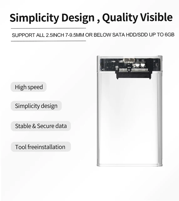 Custodie Trasparenti Orico 2.5 Pollici Custodia Esterna Per Hard Disk Orico - Trasparente, USB 3.0, Per Dischi SATA Da 2,5 Pollici, Facile Montaggio Filo Per Recinto Elettrico - Foto 3