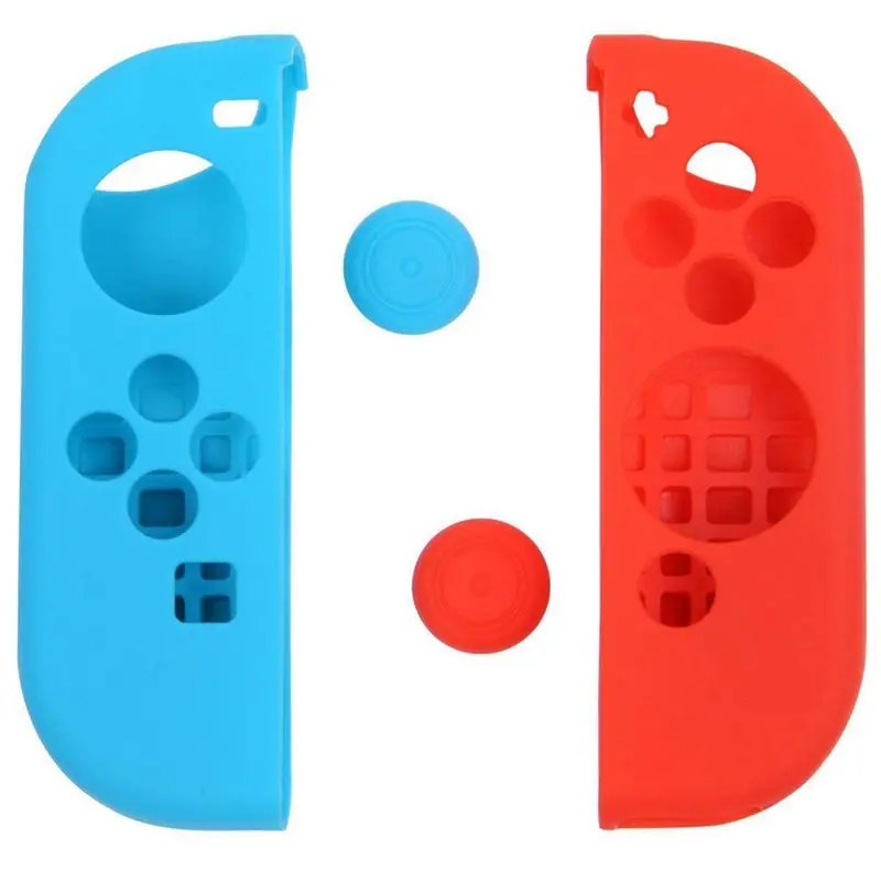 2 набора для Joy Con гелевых охранников с зажимами большого пальца Nintendo Switch синий +