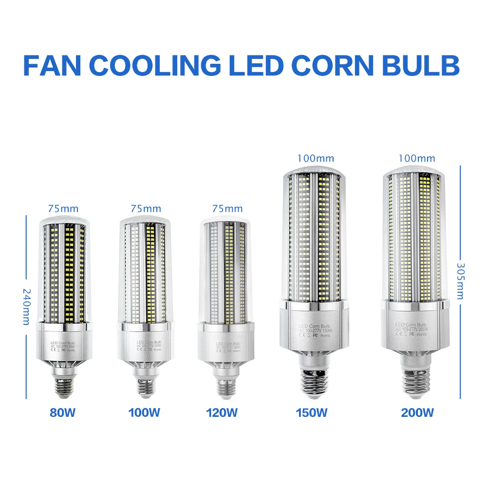 WENNI LED Bulb 200W 150W 120W 100W 80W Corn Bulb LED Lamp 220V E27 Lampada LED Light 110V E39 High Power Lighting For Industrial