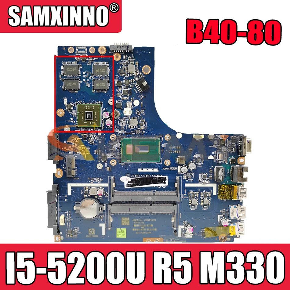Akemy ZIWB2/ZIWB3/ZIWE1 LA-B091P для Lenovo B40-80 N40-80 Материнская плата ноутбука процессор I5 5200U R5 M330