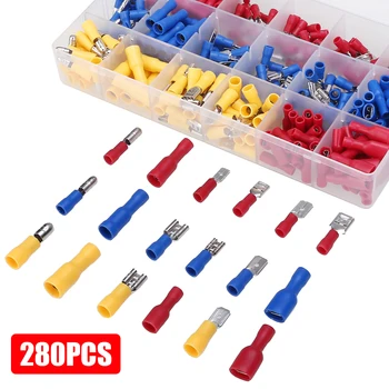 

280pcs New Cable Lugs Assortment Kit Wire Flat Connectors Crimp Terminals Car Wire Connector Electrical Crimp Terminal